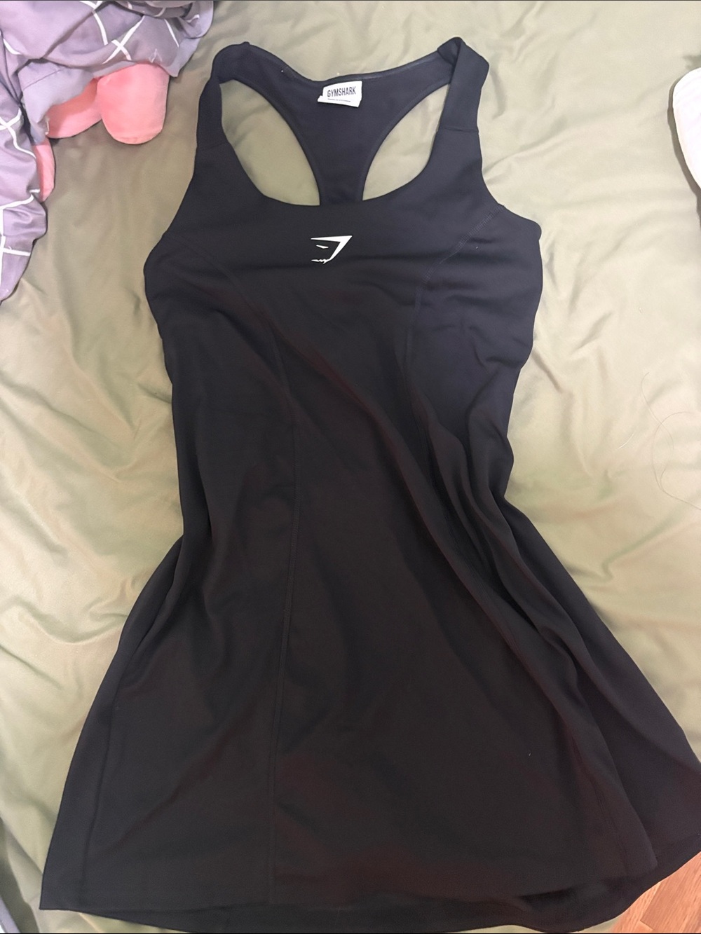 Gymshark Black Racerback Sport Dress with Logo; Try on only, never worn